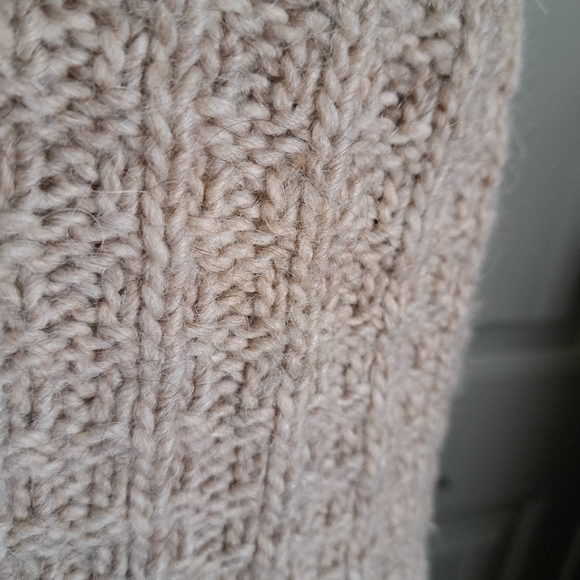 St. ambecco short sleeve turtleneck chunky knit neutral beige acrylic ITALY LG - Picture 4 of 9